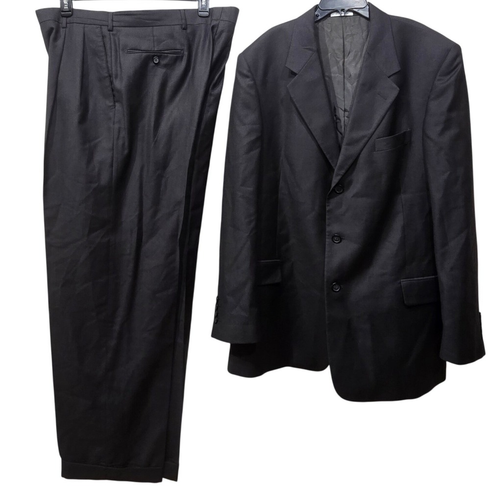 Yves Saint Laurent Men Gray Virgin Wool 3 Button Suit Made in Italy 44L 38Wx31L